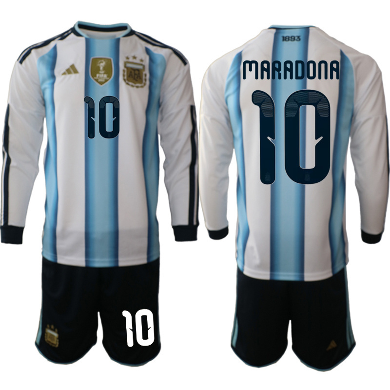 Men Argentina Long sleeve home 06 style 2026 World Cup Soccer jersey